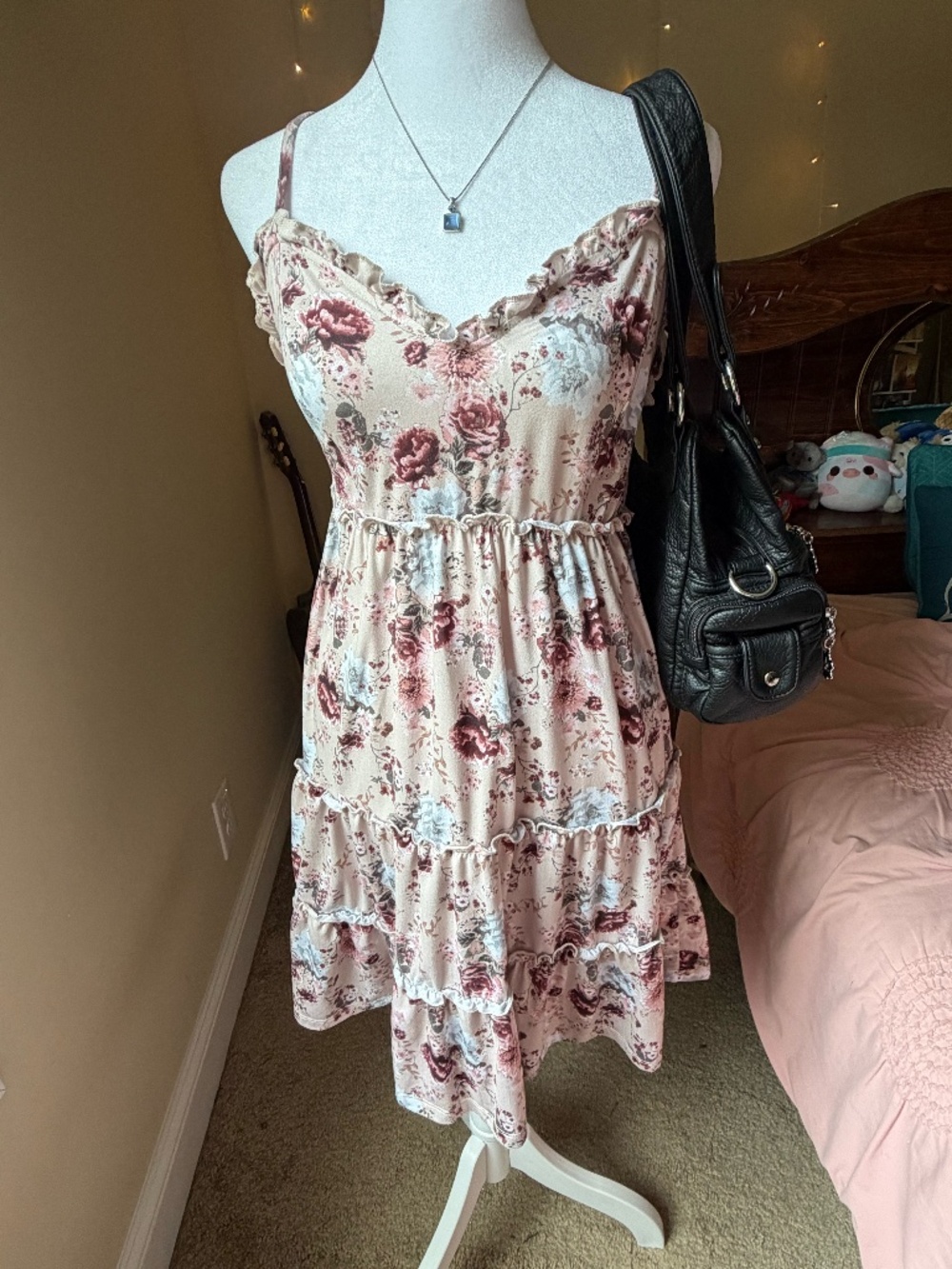 Charlotte Russe Vintage Style Floral Ruffle Tiered Sundress.